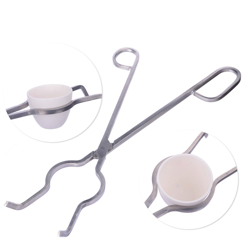 包邮304不锈钢方形坩埚钳实验室灰皿夹马弗炉夹耐高温防滑长柄夹