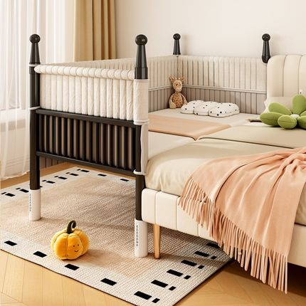 儿童拼接床大床加宽高低可调婴儿床大人可睡可定制带护栏铁艺小床