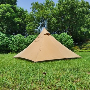 3/4人款四边形露营烟囱柴火炉金字塔帐篷庇护所多功能自带天幕