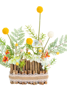 阿楹 卧室飘窗摆件干花办公桌新中式咖啡店茶几自助餐台柜顶装饰