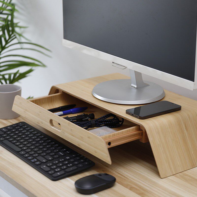 显示器一体机木质支架桌面收纳底座笔记本imac电脑支撑显示器屏增