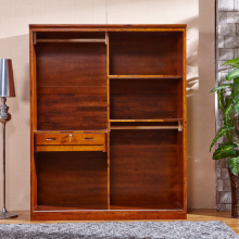 实木衣柜推拉g滑移门现代中式香樟木衣柜卧室大衣橱小户型2门柜子