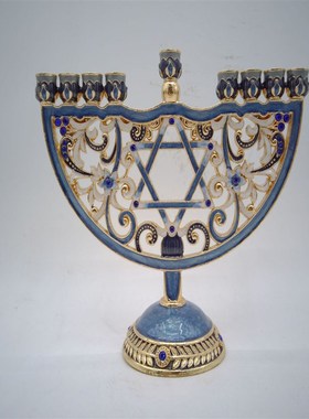 欧式复古a九头烛台犹太烛台九灯台珐琅彩圣诞节烛台摆件menorah
