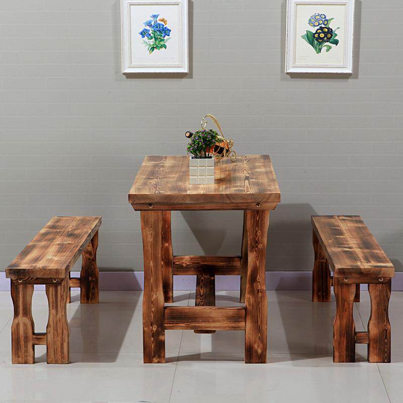 碳化防腐桌椅实木餐桌阳台庭院桌凳仿古休闲餐饮酒吧组合餐桌