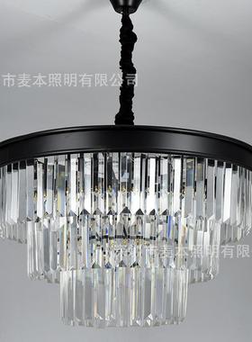 餐吊灯黑色工业风K9长条水晶客厅灯60cm卧室灯蜡烛极简LED灯