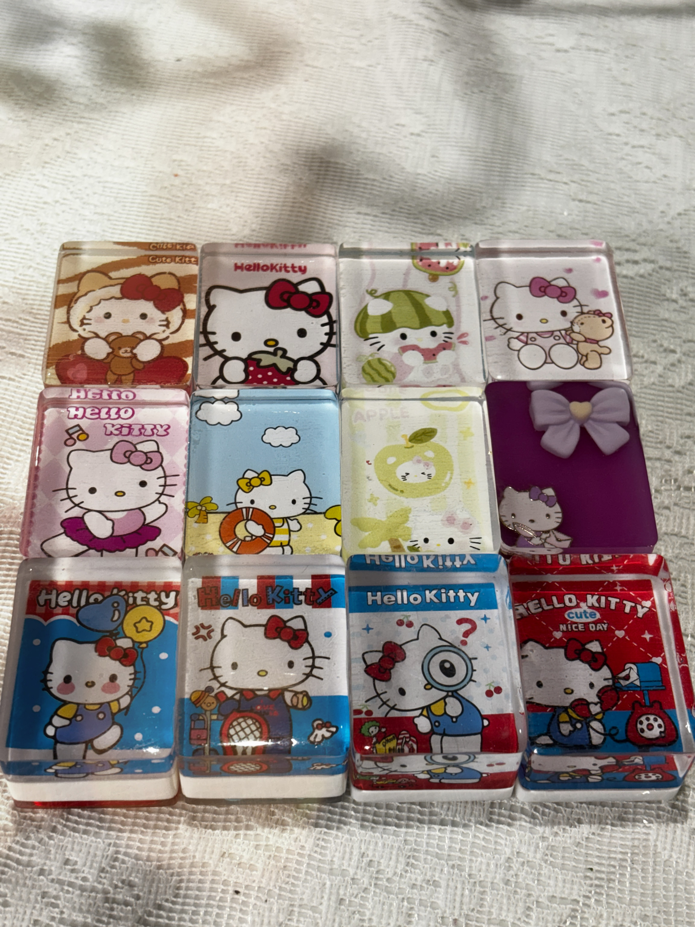 hellokitty凯蒂猫咪手工滴胶麻将喜庆送新人可爱卡通猫咪手工麻将