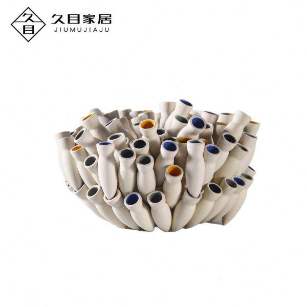 欧式现代轻奢抽象陶瓷蜂巢花器摆件售楼处样板房家居餐厅软装饰品
