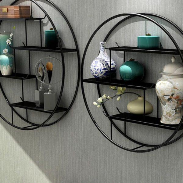 中式餐厅背景墙上装饰挂饰客厅墙壁铁艺装饰置物架壁饰饭店博古架