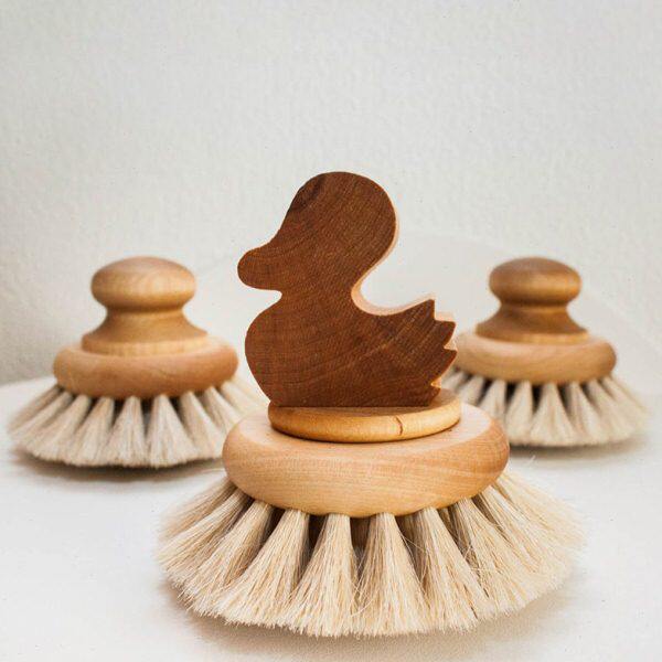 Iris Hantverk 瑞典进口软马毛小鸭子圆柄洗澡刷搓背刷沐浴刷