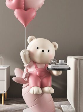 cs可爱熊客厅大型落地摆件家居饰品电视柜沙发旁托盘卧室乔迁新居