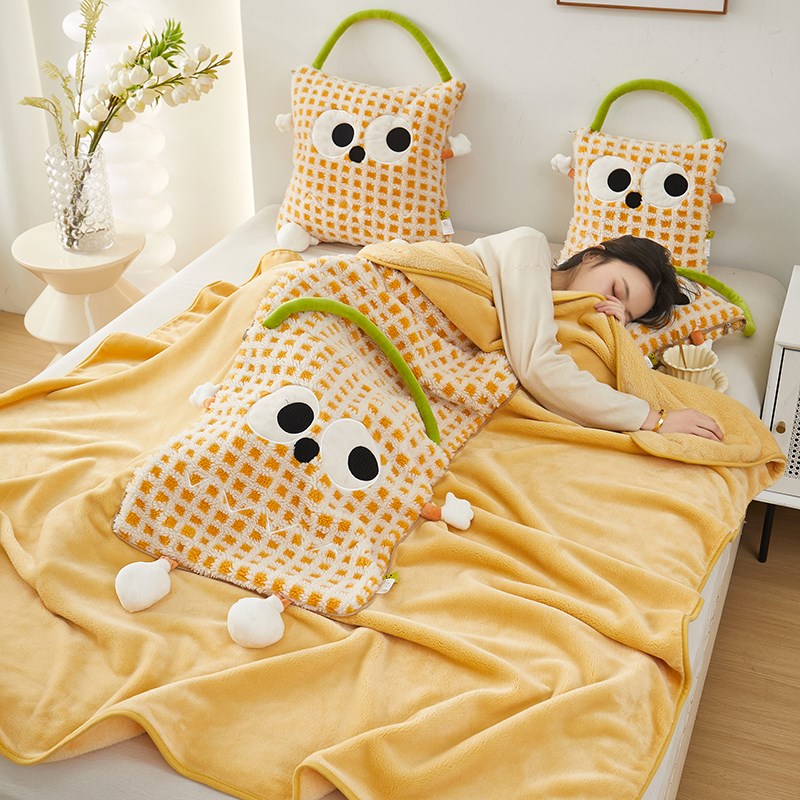 抱枕被子两用f午睡毯子二合一车用枕头被办公室午休靠枕车载盖毯