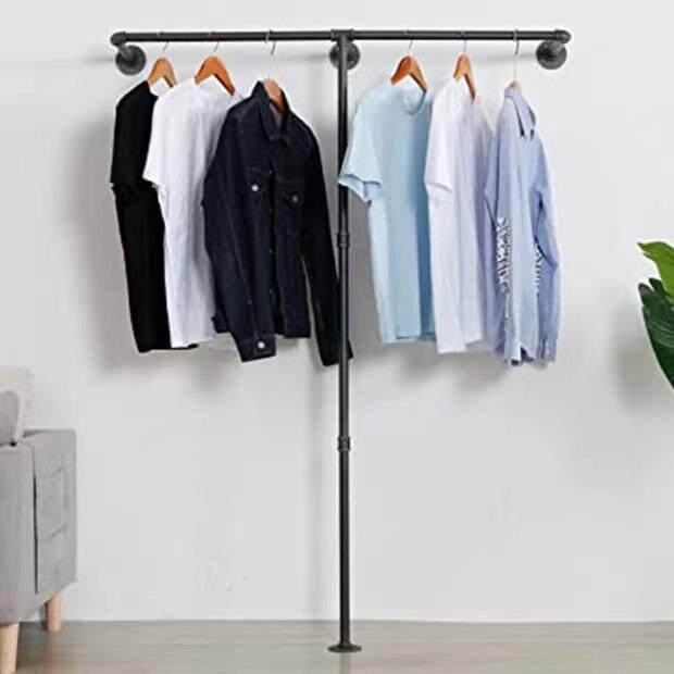 美式工业风复古服装店展示架陈列架落地式上墙侧挂中岛壁挂晾衣杆