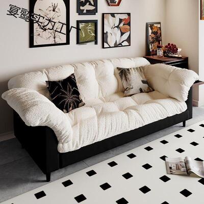 布艺沙发客厅复古新款小户型现代简约双人出租房卧室直排懒人