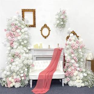新款婚礼入场花柱仿真花门婚庆橱窗展区花艺布置摆件
