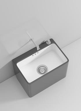 cs阳台北欧灰色洗拖把池家用卫生间大号陶瓷拖布池落地式小号槽池