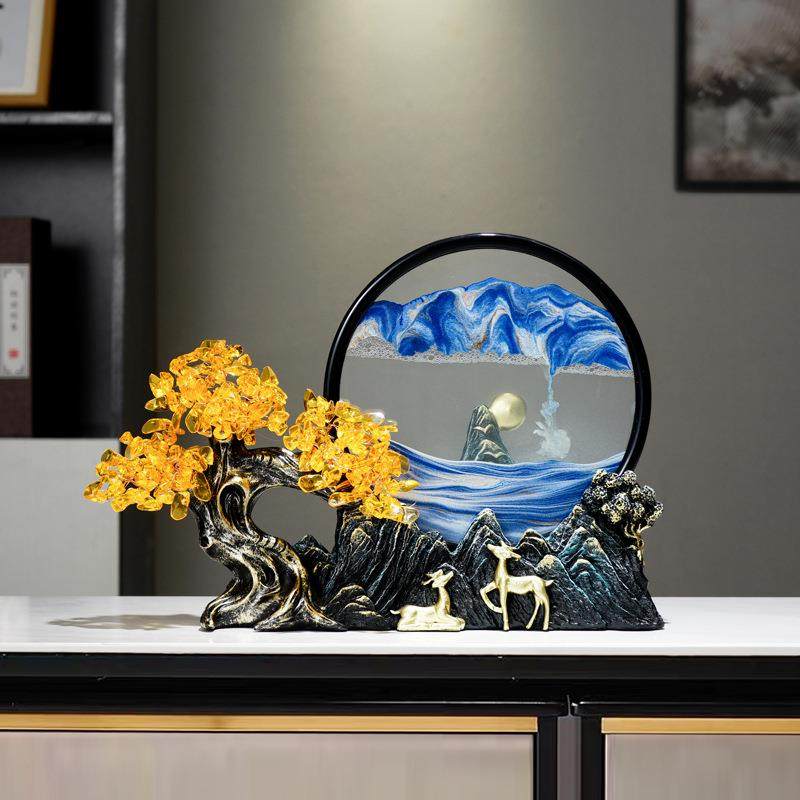 新中式发财树流沙画沙漏摆件家居饰品客厅玄关电视柜办公室装饰,自行车/骑行装备/零配件,更多零件/配件,淘宝优惠券,粉丝福利购,淘宝优惠卷