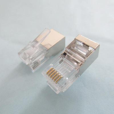 新款6芯屏蔽水晶头6P6C包铜壳通孔ADSL固话电话线水晶头RJ11