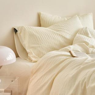 新款水洗棉泡泡纱四件套纯棉全棉床单被套床笠三件套少女心床品