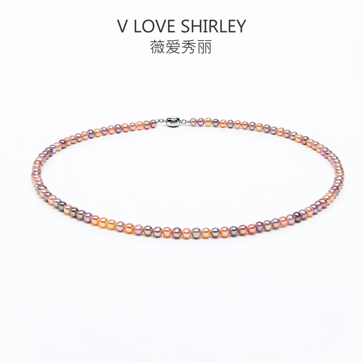 薇爱秀丽天然淡水珍珠项链多巴胺糖果项链混彩项链镜面光锁骨链