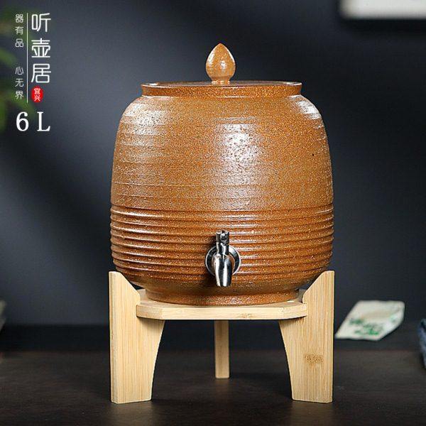 新款日式酒罐带龙头泡酒坛家用冷水壶紫砂小水缸自助酱油壶醋罐子