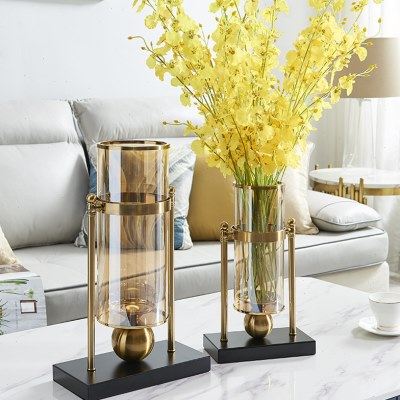 现代轻奢金属玻璃花瓶客厅电视柜餐桌插花玄关样板间家居装饰摆件,家居饰品,花瓶,淘宝优惠券,粉丝福利购,淘宝优惠卷