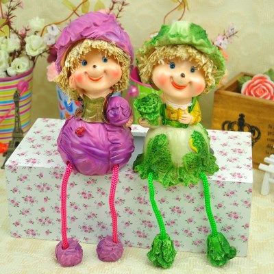 田园树脂绿白菜紫包菜吊脚娃娃 家居装饰工艺礼品 摆件,家居饰品,装饰摆件,淘宝优惠券,粉丝福利购,淘宝优惠卷