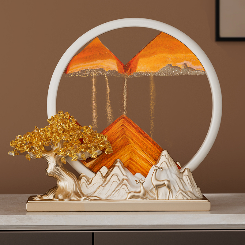 发财树流沙画摆件新中式客厅玄关电视G柜装饰品办公室乔迁开业礼