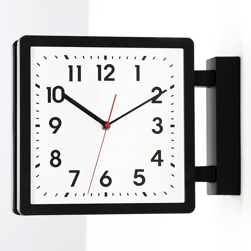 客厅方形双面数字挂钟简约现代A时钟壁挂创意智能自动对时双面钟