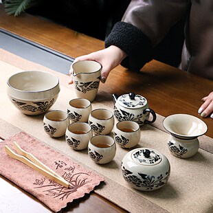 彭城磁州窑功夫茶具套装陶瓷泡茶壶茶杯整套家用办公礼盒送人