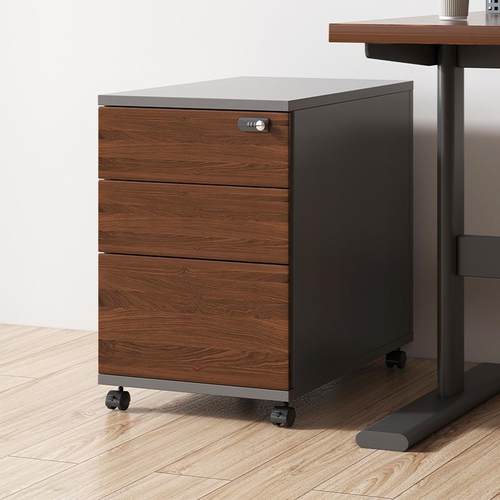 文件柜办公室木质带锁小柜子移动收纳柜抽屉柜带轮桌下储物柜矮柜