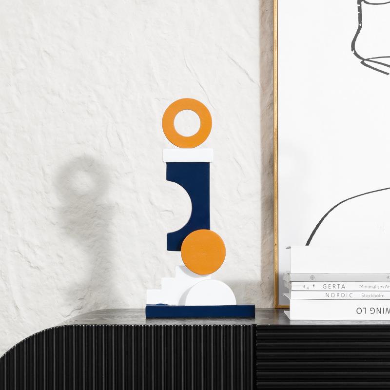 家居用品创意几何树脂工艺品简约现代办公室电视柜开放格装饰摆件