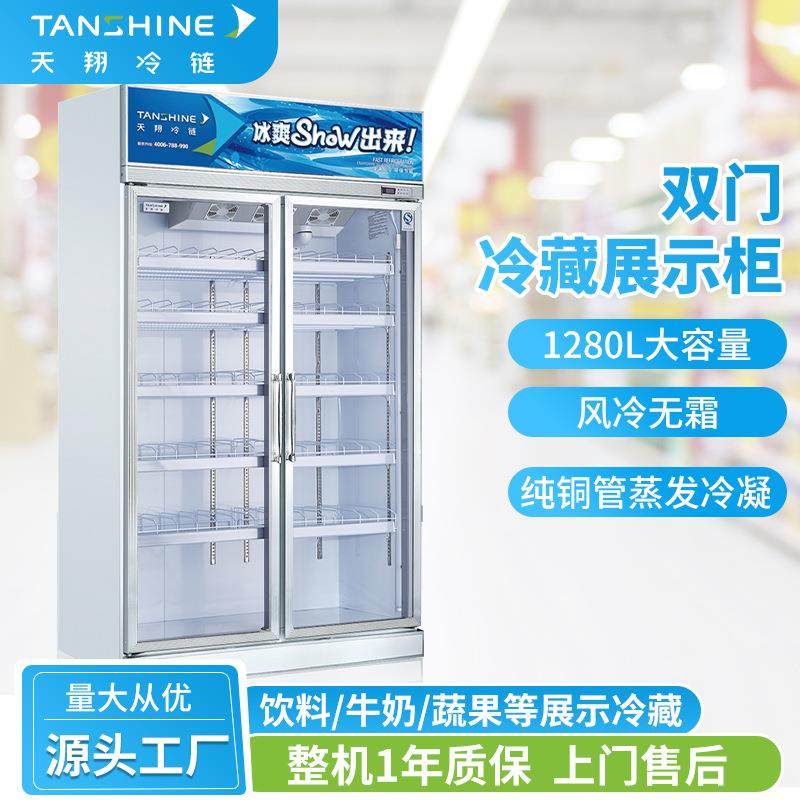 天翔冷链 商用饮料柜保鲜冰箱立式双门冰柜风冷士多便利店冰箱