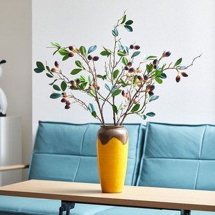 仿真油橄榄果树枝绿n植假花落地果实花枝高端轻奢茶几桌面花束摆