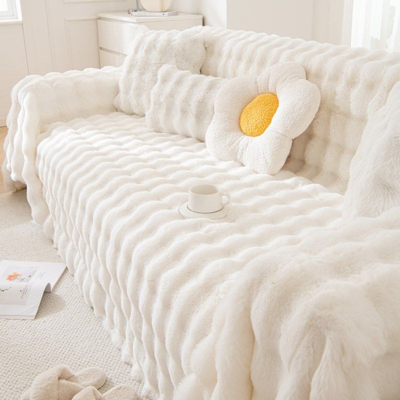 秋冬加厚沙发套兔毛绒全包沙发盖布四季通用M木沙发垫子防滑沙发