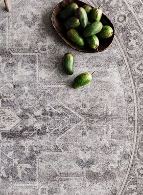 寻找灰色的陶器覆古民族风格摩洛哥圆形地毯客厅卧室家庭咖啡桌垫