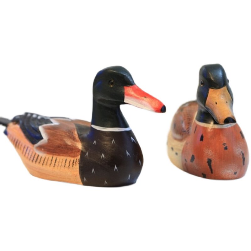 复古手绘桃木雕刻鸳n鸯鸭子家居餐厅店铺夫妻婚房卧室装饰摆件
