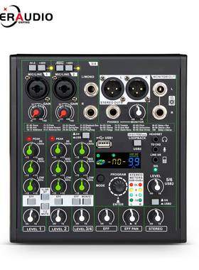 GAX-AM06专业4路混音器192khz/24bit声卡BT无线声卡K歌曲调音台