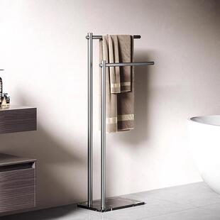奶白加高落地大理石毛巾架晾衣架实心毛巾杆浴缸置物架双杆免打孔