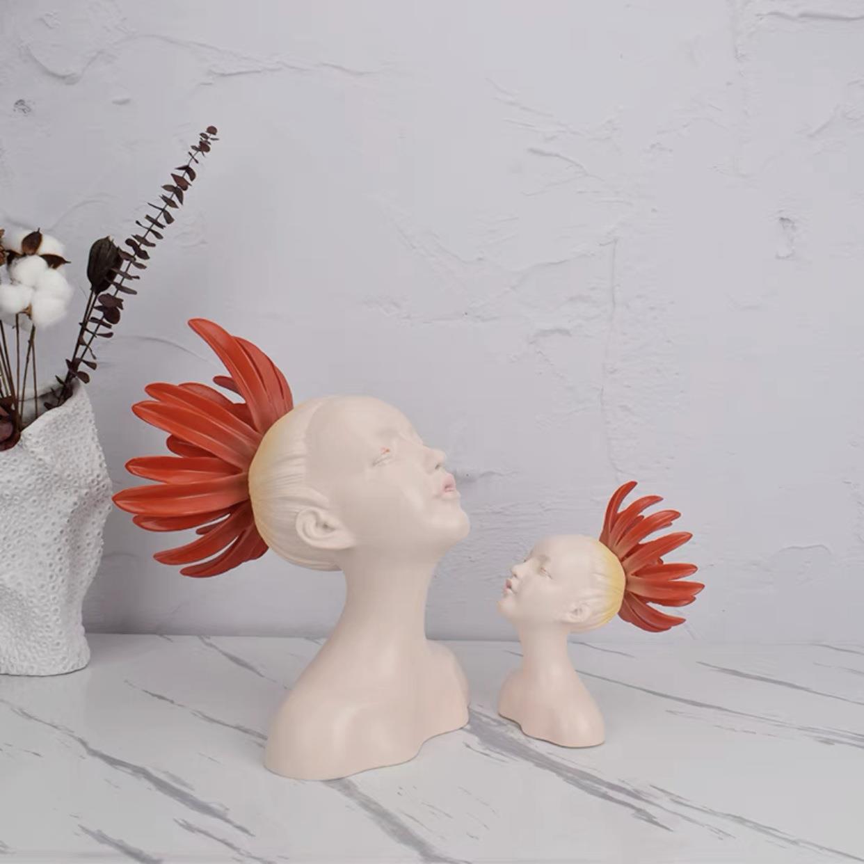 现代简约抽象花季花仙子少女雕塑摆件样板房电视柜客厅创意装饰品