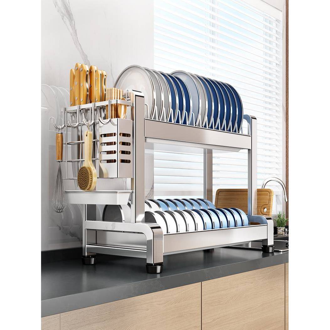 cs304不锈钢碗碟收纳架沥水碗架放碗碟子盘子多功能厨房置物架碗