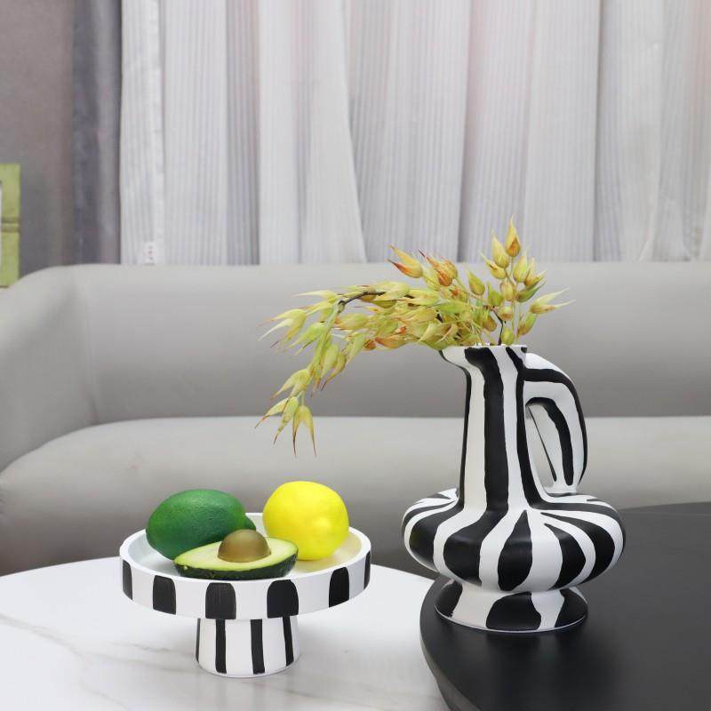 现代简约黑白竖纹花瓶果盘树脂摆件客厅餐厅卧室电视柜家居装饰品,畜牧/养殖物资,畜牧/养殖器械,淘宝优惠券,粉丝福利购,淘宝优惠卷