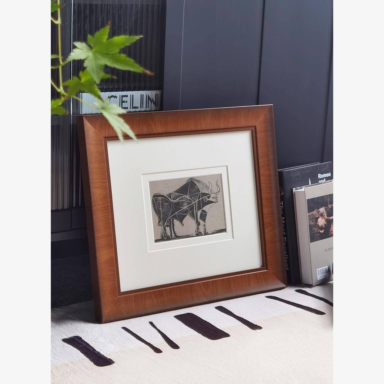 现代法式文艺复古装饰画组合客厅餐桌中古实木挂画卧室床头壁画