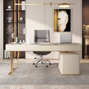 轻奢书桌家用书房意式极简实用电脑桌简约现代老板桌办公桌写字台