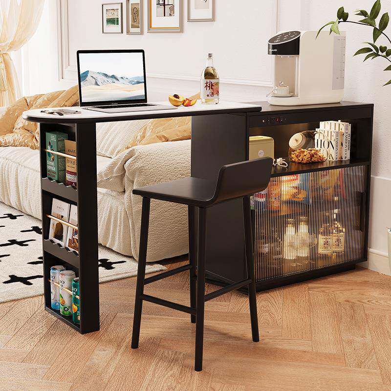 吧台桌家用实木现代简约隔断吧台一体客厅小户型中岛台法式风柜子