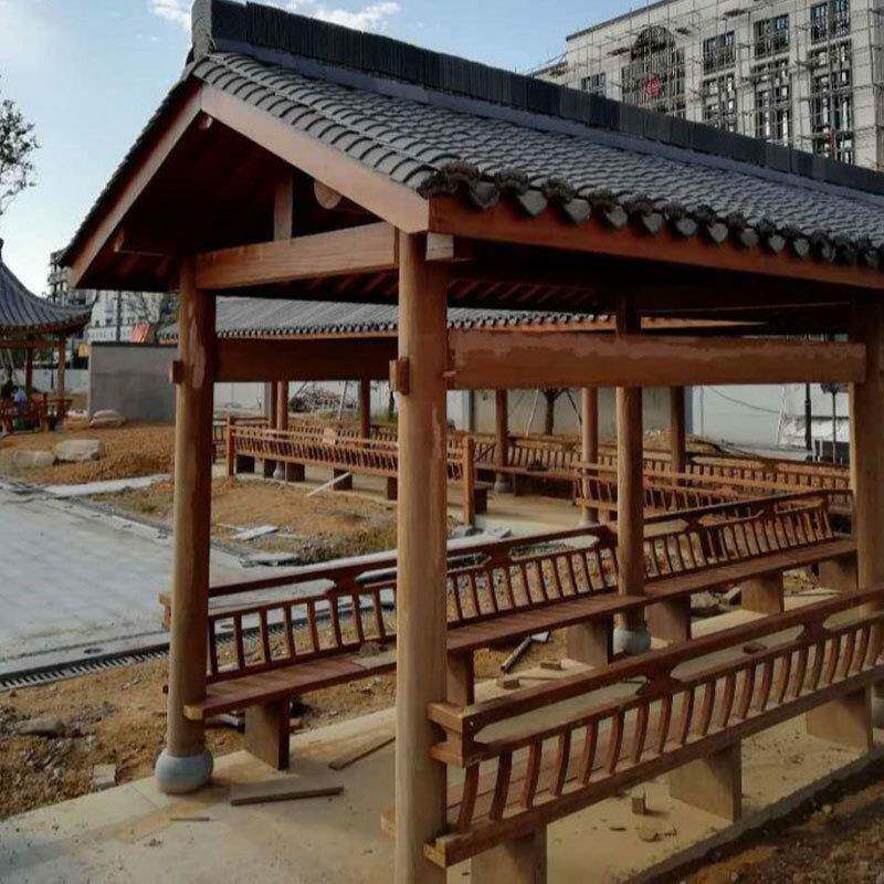 户外凉亭庭六角防腐木新中式休闲菠萝格实木亭子复古遮阳棚庭院