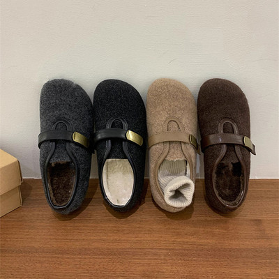 厚底加绒保暖勃肯鞋女2025秋冬季