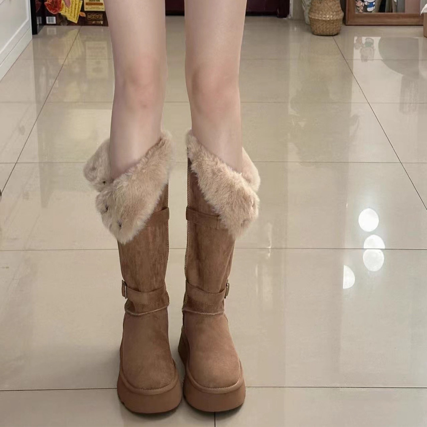 厚底加绒雪地靴女款2025新款