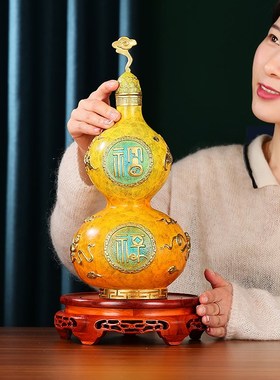 黄铜葫芦摆件福禄双全家居客厅玄关办公室公司开业乔迁送朋友礼品