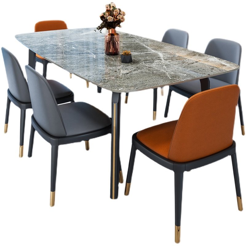 亮光进口岩板全实木餐桌椅组合家用小户型现代简约长方形轻奢桌子