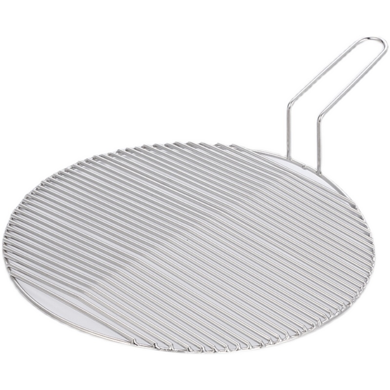 韩式烧烤网295mm不锈钢v商用烤肉店圆形篦子家用不粘加粗把手铜网